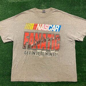 Vintage Y2K NASCAR Fanatic Racing T-Shirt Gray XL Motorsport Baggy